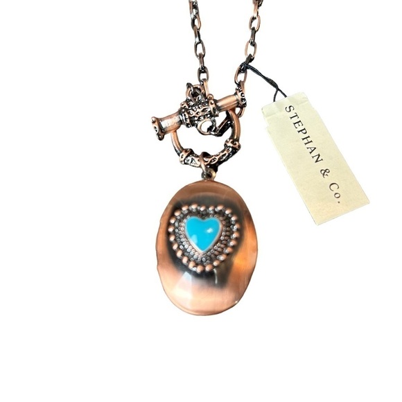 Stephan & Co. Copper & Turquoise Toggle Locket Necklace - Picture 4 of 16